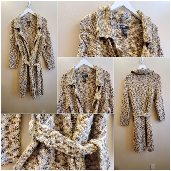 Alexandra Bartlett petit large cardigan sweater with self belt with collar - Picture 1 of 15